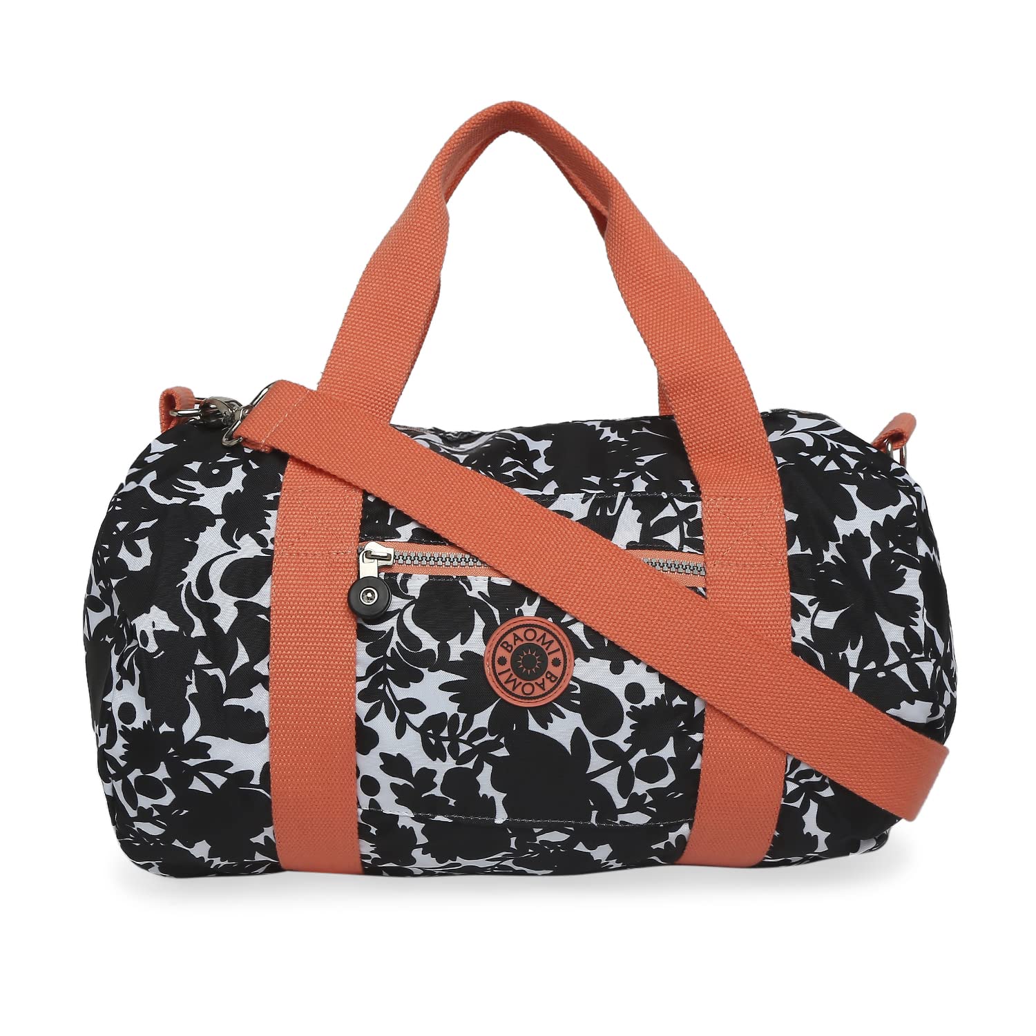 Baomi Crinkle Black & Peach Printed Soft Hand Bag - BA-2015022011