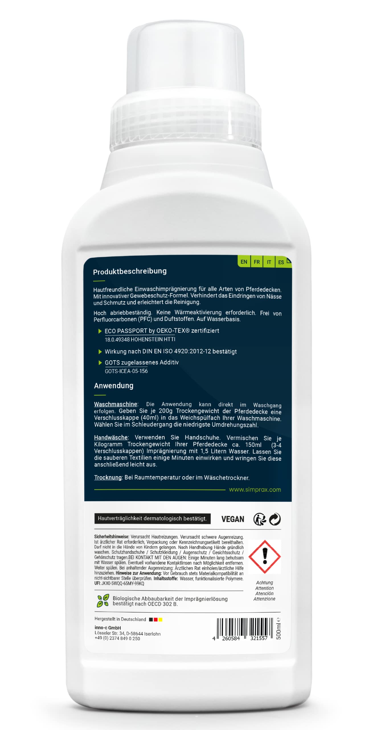 Detergente Impermeabilizzante Per Coperte Cavallo - Senza PFC, Oeko-Tex, 500 Ml - Foto 11