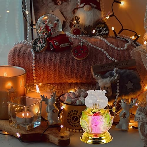 Miniatura 7 de LIFKOME Lámparas de aceite de Buda cristal de loto lámpara de aceite vintage de escritorio velas de combustión para el hogar boda cumpleaños