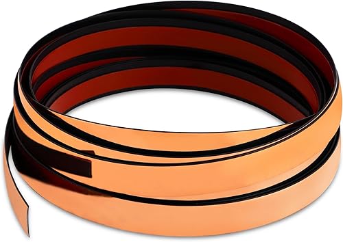 Moldura autoadhesiva flexible para pared, espejo, puerta, armario, sellado de huecos (12 pulgada x 16.4 pies, oro rosa) disponible en Yaxa Peru