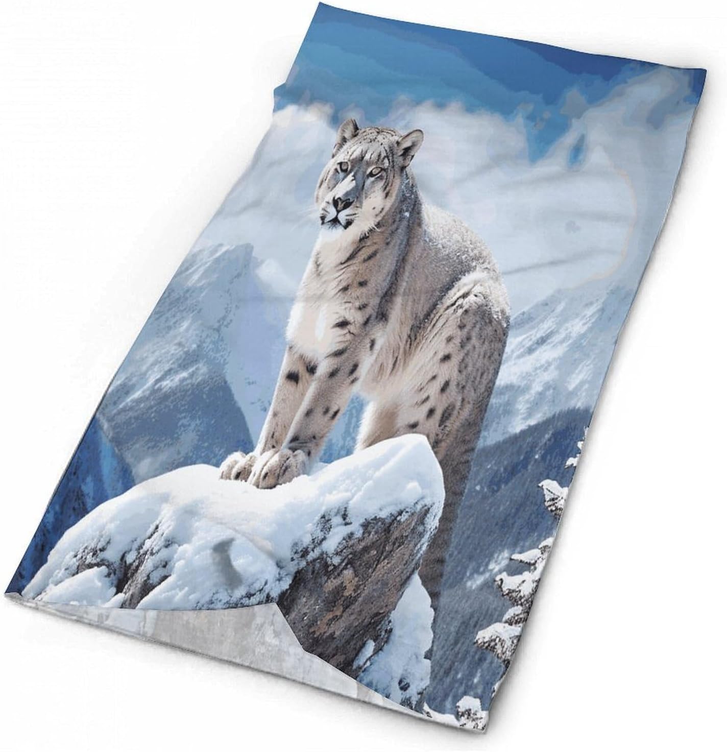Snow Leopard Mountain Bandana Soft Neck Breathable Headband Uv Protection Neck Gaiter Reversible Scarf Gaiter Double-Sided Head Scarf Multipurpose Headwear For Outdoor Running Hiking