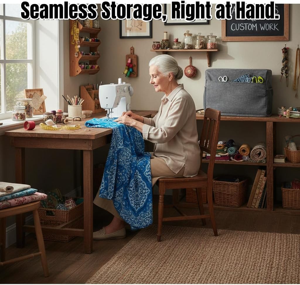 Sewing Machine Cover with 4 Storage Pockets, Foldable and Universal Sewing Machine Dust Cover for Most Standard Sewing Machines