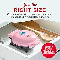 Vista 4 de DASH Mini Maker para gofres individuales, Hash Browns, Keto Chaffles con superficies antiadherentes fáciles de limpiar, 4 pulgadas, rosa