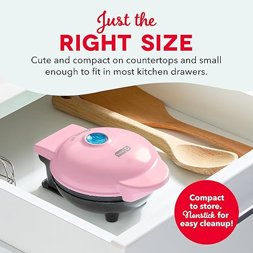Miniatura 4 de DASH Mini Maker para gofres individuales, Hash Browns, Keto Chaffles con superficies antiadherentes fáciles de limpiar, 4 pulgadas, rosa
