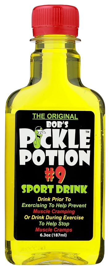 Bob's Pickle Potion #9 - Electrolyte Pickle Shot - Rehydration & Cramp Relief - Sports Drink Shot Zero Caffeine & Gluten-Free, 6.3 Oz. (Pack of 1, Dill)