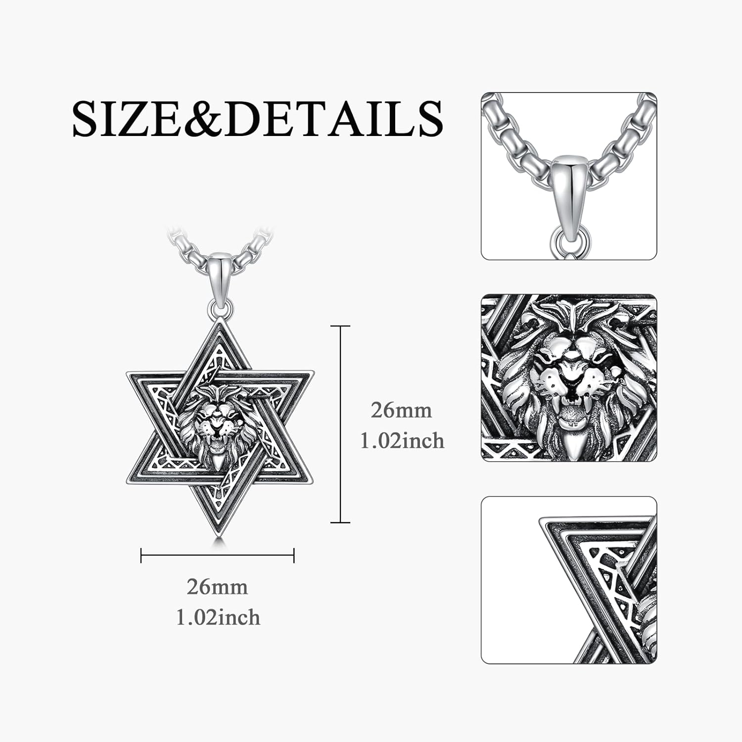 Star of David Necklace for Men Women 925 Sterling Silver Cross with Crown Necklace/Jesus Fish/Celtic Knot/Chai Pendant Necklace Jewish Jewelry for Christmas Birthday - Image 6