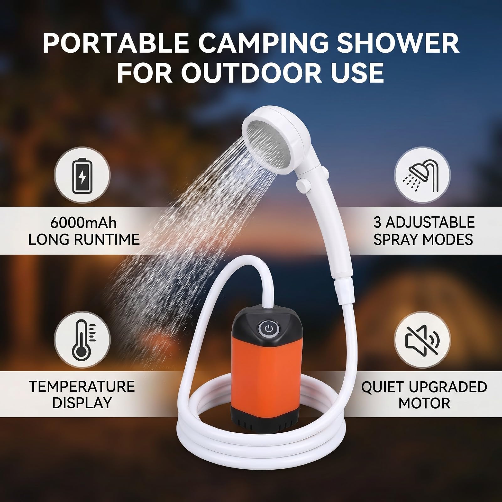 VGEBY Doccia Portatile Pompa Ricaricabile, 3 modalità di Spruzzo, per