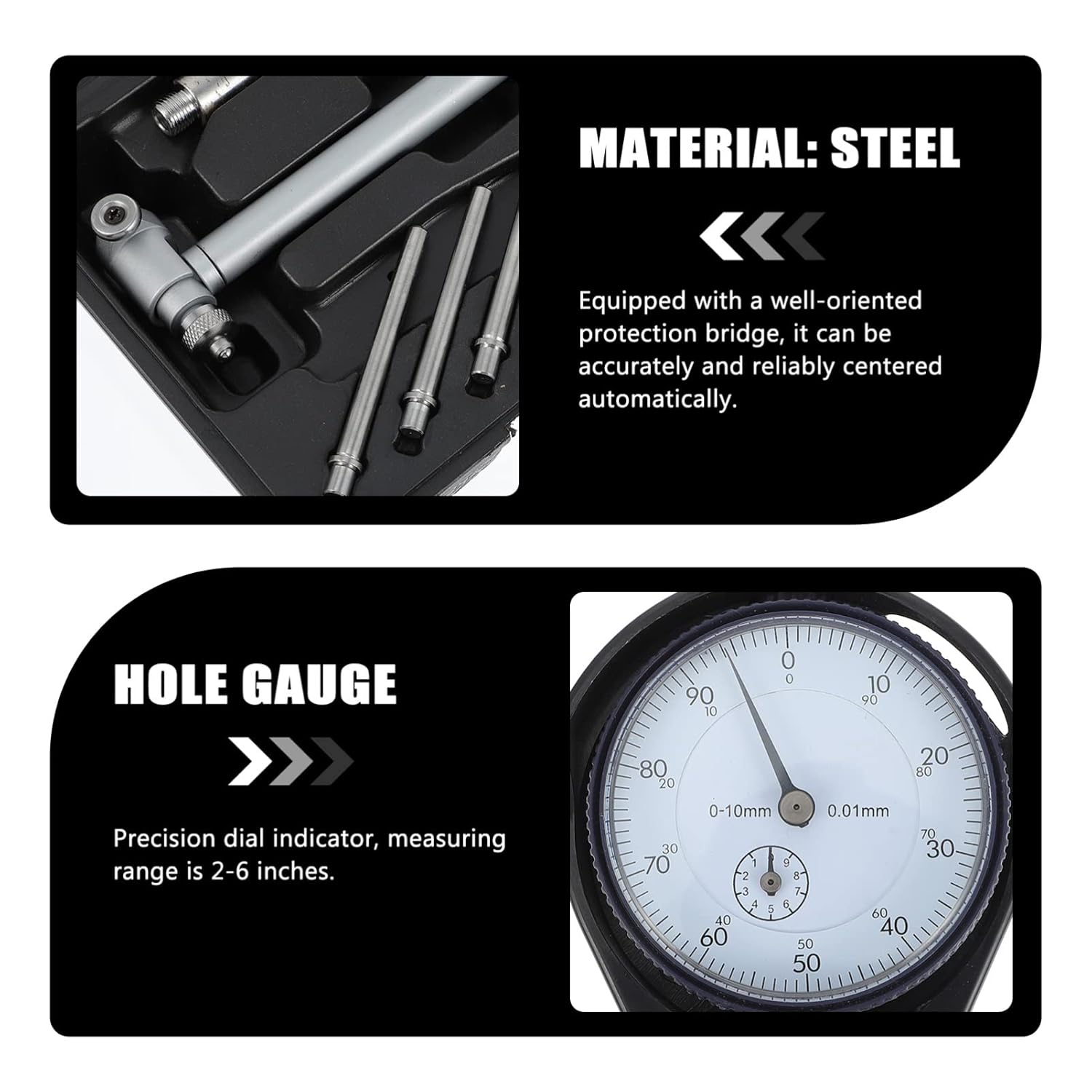 1 Set Cylinder Bore Gauge Precision Tools High- Precision Bore Gauge Measuring Hand Tools Digital Dial Inner Hole Meter Suite Steel