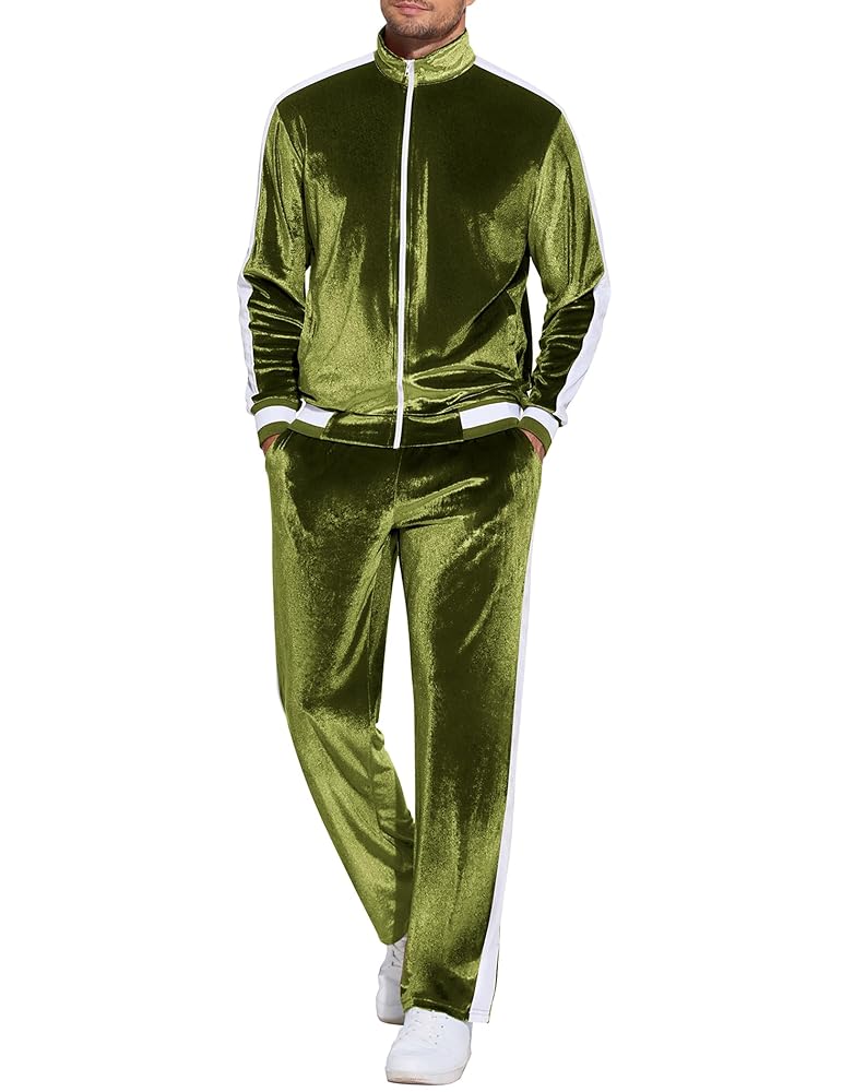 kkyn　TSY VELOUR TRACK JACKET&PANTS COOFANDY Mens Tracksuit 2 Piece Set Velour Velvet Sweatsuit