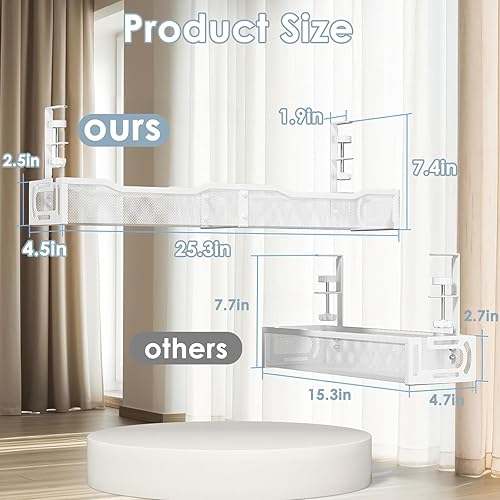 Miniatura 2 de Cable Management, 25'' Cable Management Under Desk No Drill, Metal Cord Organizer with Clamp for Standing Desk, Cable Organizer for Home Office,