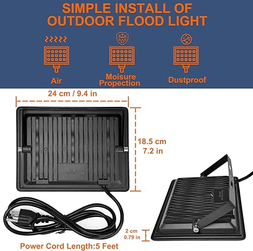 Miniatura 9 de XXBSAZ Luz de inundación LED de 150 W para exteriores, luz de trabajo de seguridad cableada y enchufable de alto rendimiento, IP66 impermeable 6500