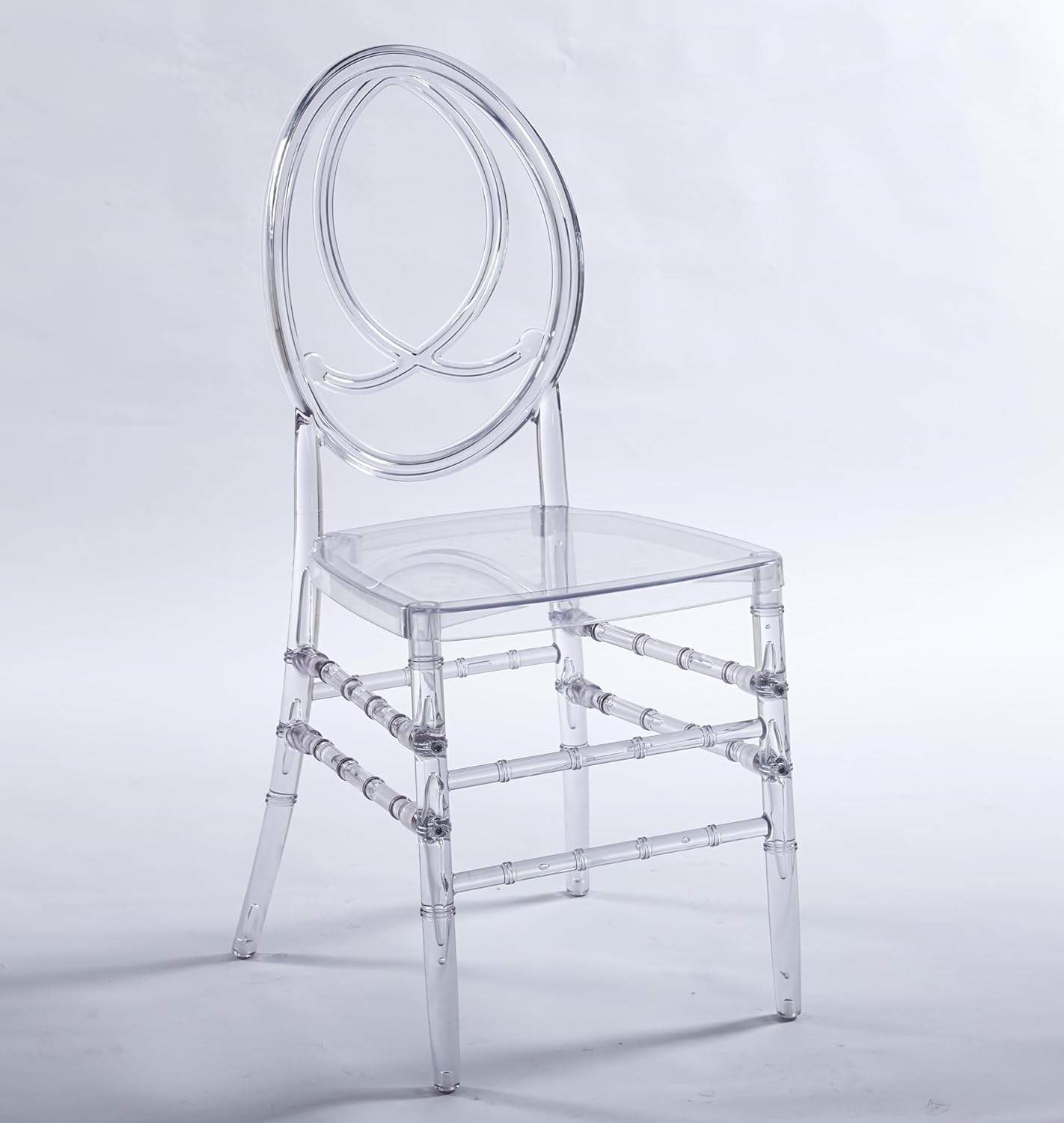 Clear Acrylic Chiavari Chairs, Modern Dining Chairs Set of 4, Accent Event Ghost Chairs for Wedding Party Event Reception Oval High-Back