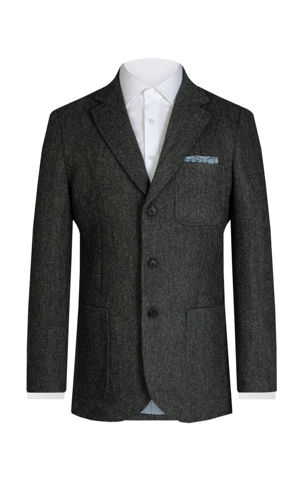 Dobell Mens Grey Barleycorn Tweed Jacket Regular Fit-48R