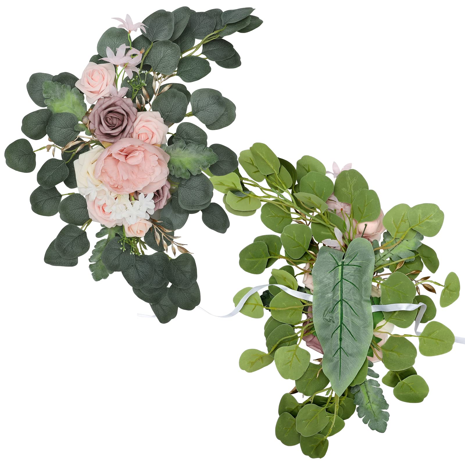 Hochzeitsbogen-Blumen-Set, 2 Stück, Künstliche Rosenblüten, Hochzeitsblumen, Blumenarrangement, Girlande für Hochzeitsfeier, Willkommenszeremonie, Schild und Empfangshintergrund,(Sekt)