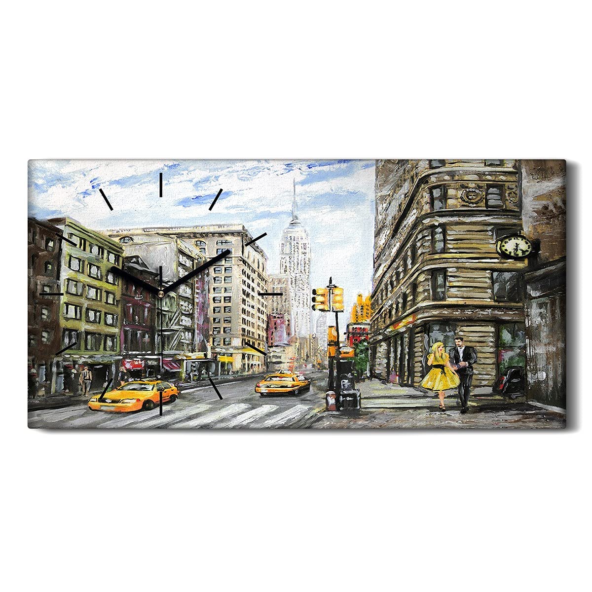 Horloge Silencieuse Sans Tic-Tac 60x30cm - Tableau New York Abstrait