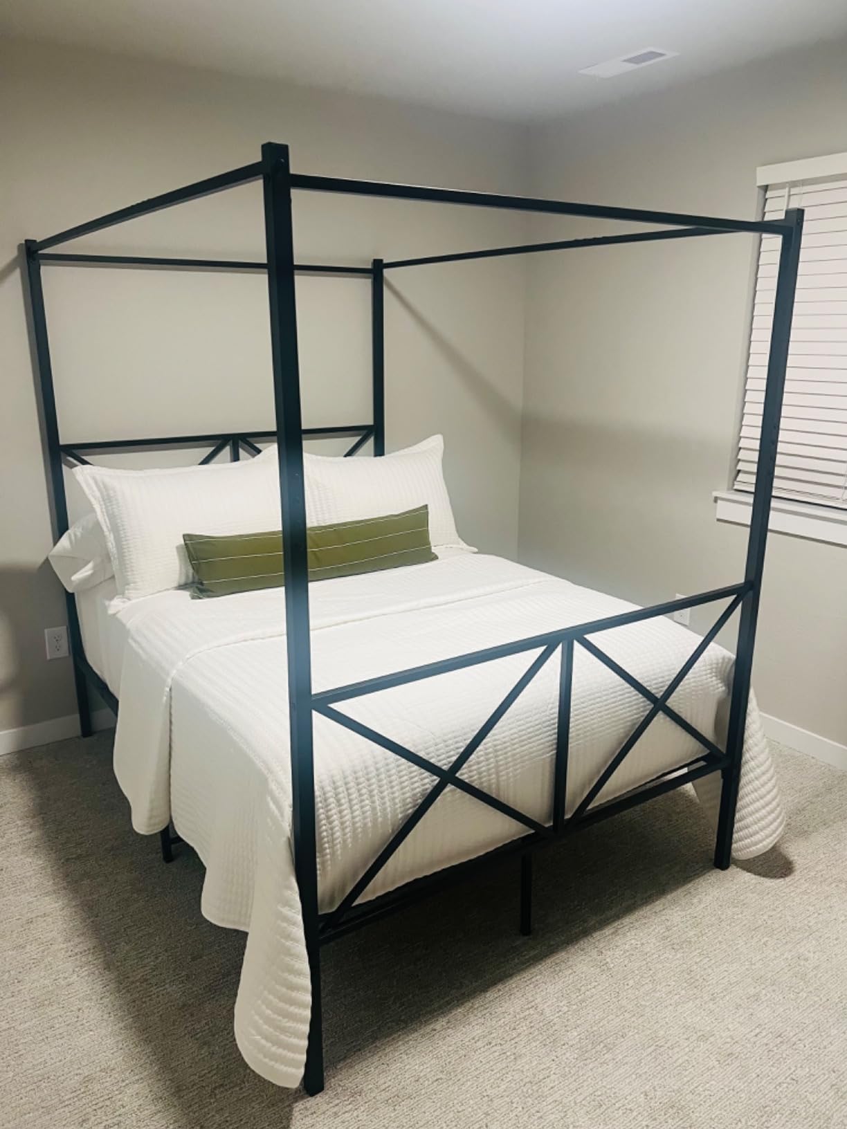 31/mo Finance JURMERRY Canopy Bed Frame with Metal Headboard and