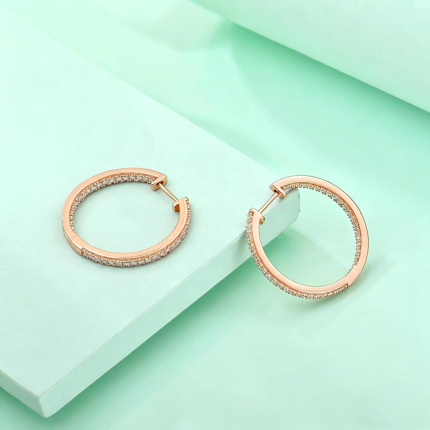 925 Sterling Silver Hoop Earrings for Women, Cubic Zirconia White Gold Rose Gold 18k Gold Plated Hoop Earring Gift for Her