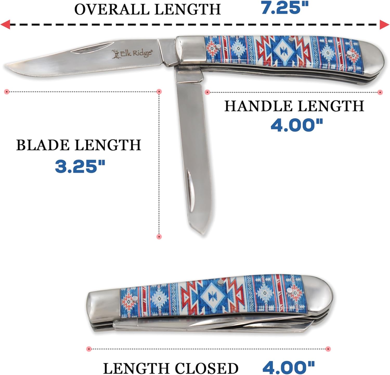 Elk Ridge 2PC Traditional Classic Style Folding-Knife Holiday Gift-Set Hunting-Camping- Whittling-EDC and Outdoors 4245BL