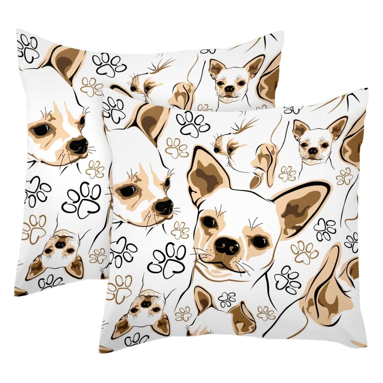 Housse de coussin en velours doux lot de 2 pour canapé motif chien 50x50 cm