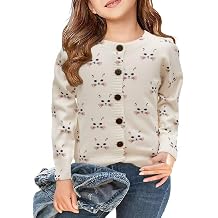 Girls Funny Fall Winter Animal Floral Christmas Long Sleeve Button Knit Cardigan Sweater 5-14 Years Boys