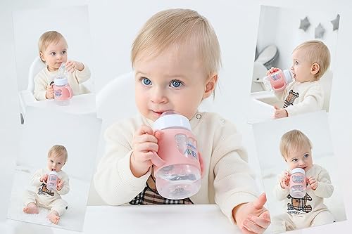 Miniatura 2 de Asas de biberón, mango duradero de silicona de grado alimenticio para biberones de cuello ancho, bonito diseño de oso, paquete de 2, rosa y morado