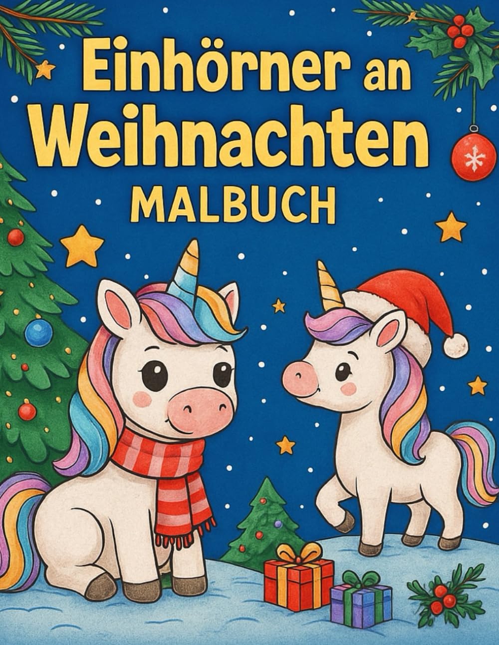 Zauberhafte Winter-Einhörner: Ein winterliches Ausmalbuch für Kinder
