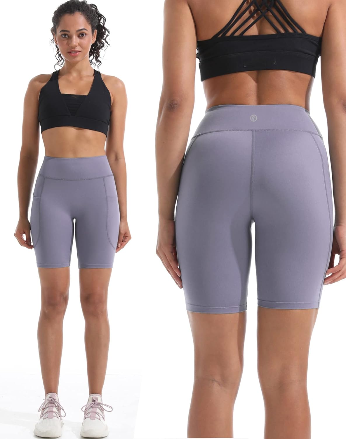 NELEUS Women's 8" Biker Shorts High Waist Tummy Control Workout Running Shorts for Gym Yoga - Image 3