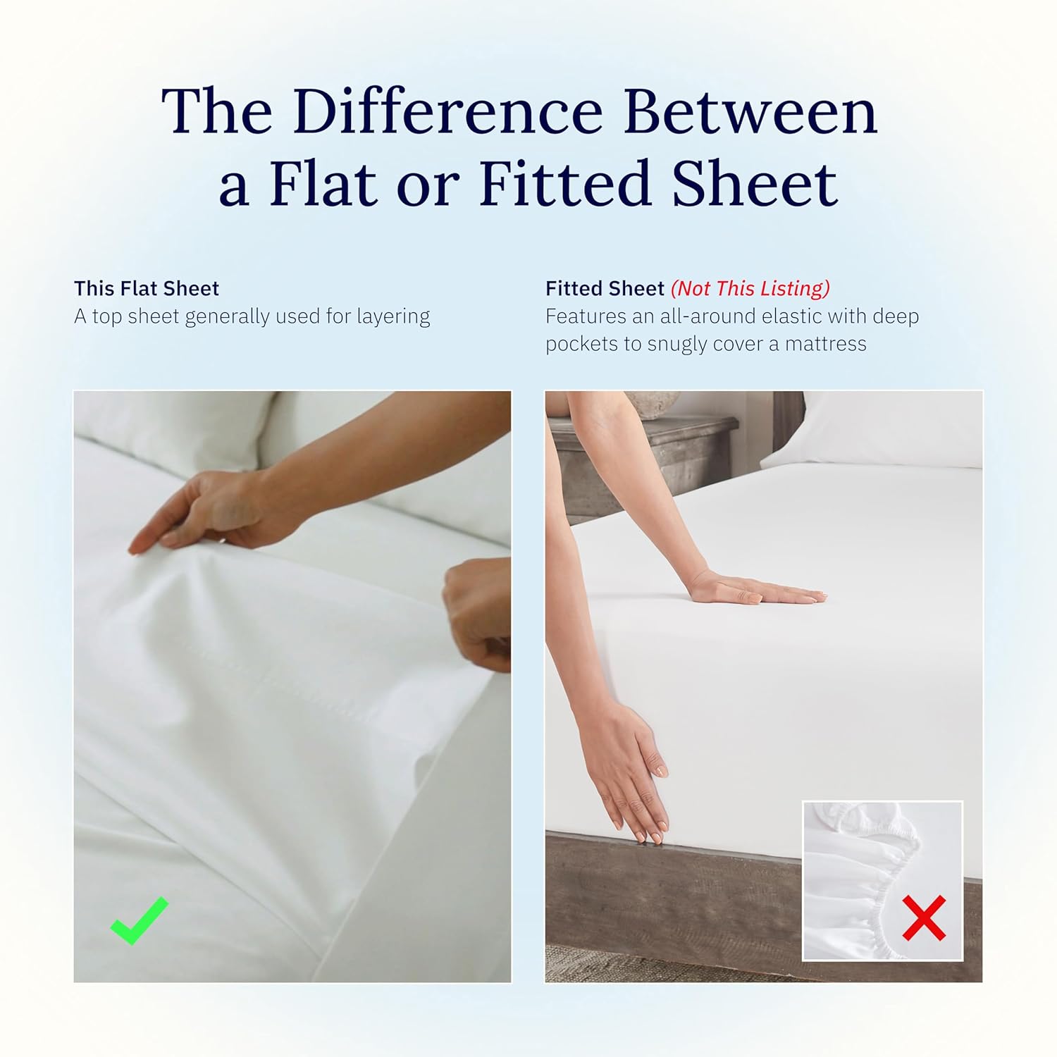 California Design Den Twin Flat Sheets Only 2 Pack - 400 Thread Count, 100% Cotton Sateen, Soft and Breathable Top Sheet Only Pack, Elegant 4" Hem Style - White