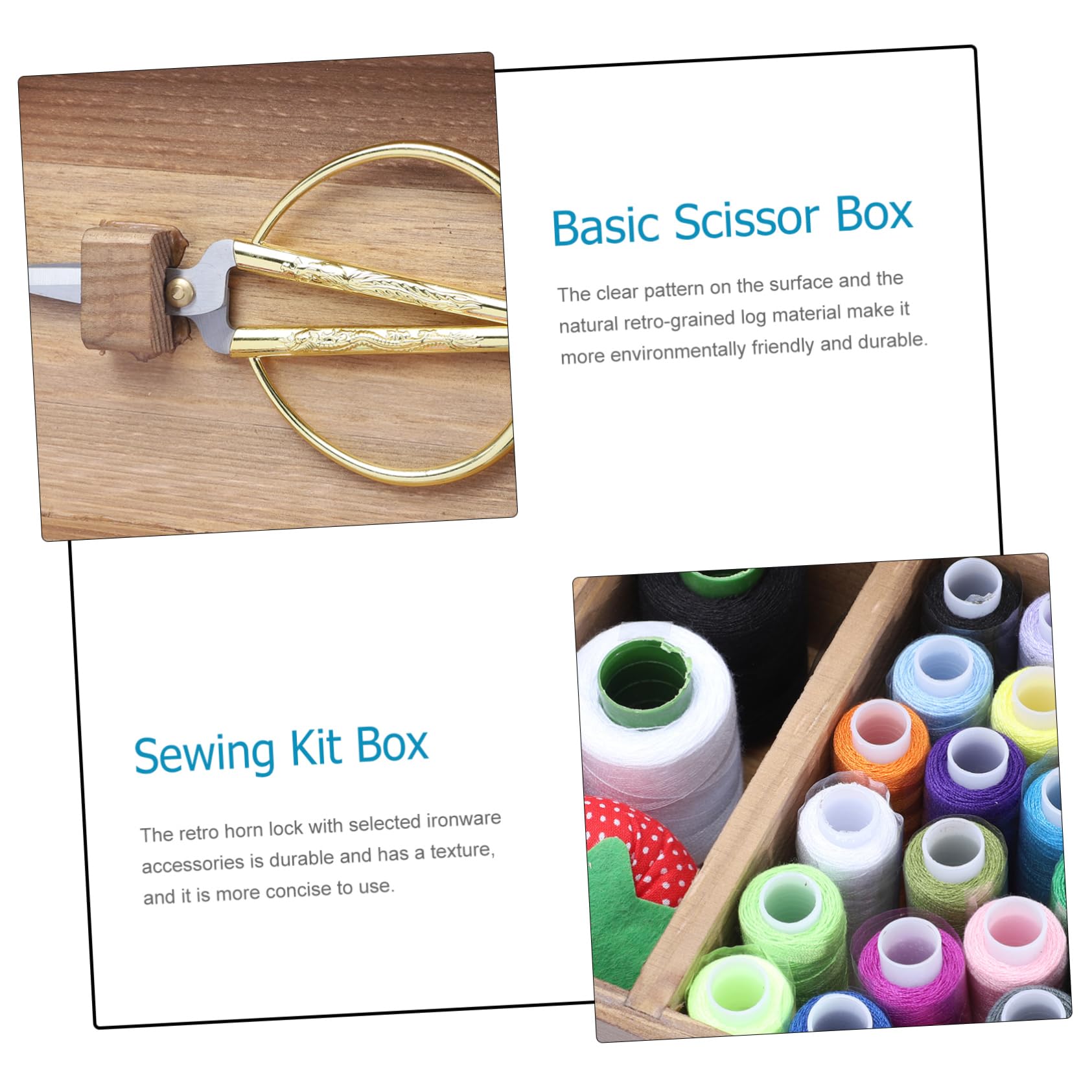 LIFKOME Caja de Costura para Almacenar Agujas y Hilos Retro Gran Capacidad de Madera Estuche Ecológico para DIY y Accesorios de Costura Hogar