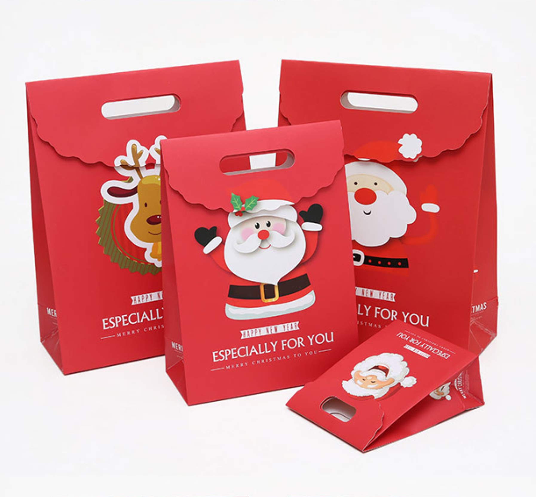 Sacchetto regalo con manico ， Sacchetti regalo di Natale,sacchetti di caramelle ， Sacchetti regalo natalizi Sacchetti regalo di design natalizio,per bomboniere e compleanni e Natale (12 pcs）