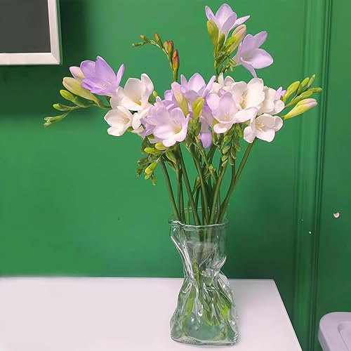 Miniatura 8 de Florero de cristal, florero de forma irregular, floreros decorativos artísticos para ramo, florero moderno para ramo de hogar, jarrón de centro de