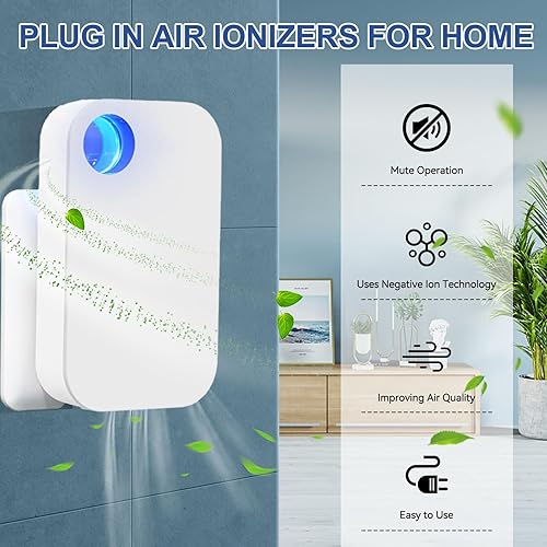 Miniatura 2 de Purificadores de aire ionizados transparentes para el hogar, purificadores de aire iónicos portátiles y silenciosos para dormitorio, inodoro,