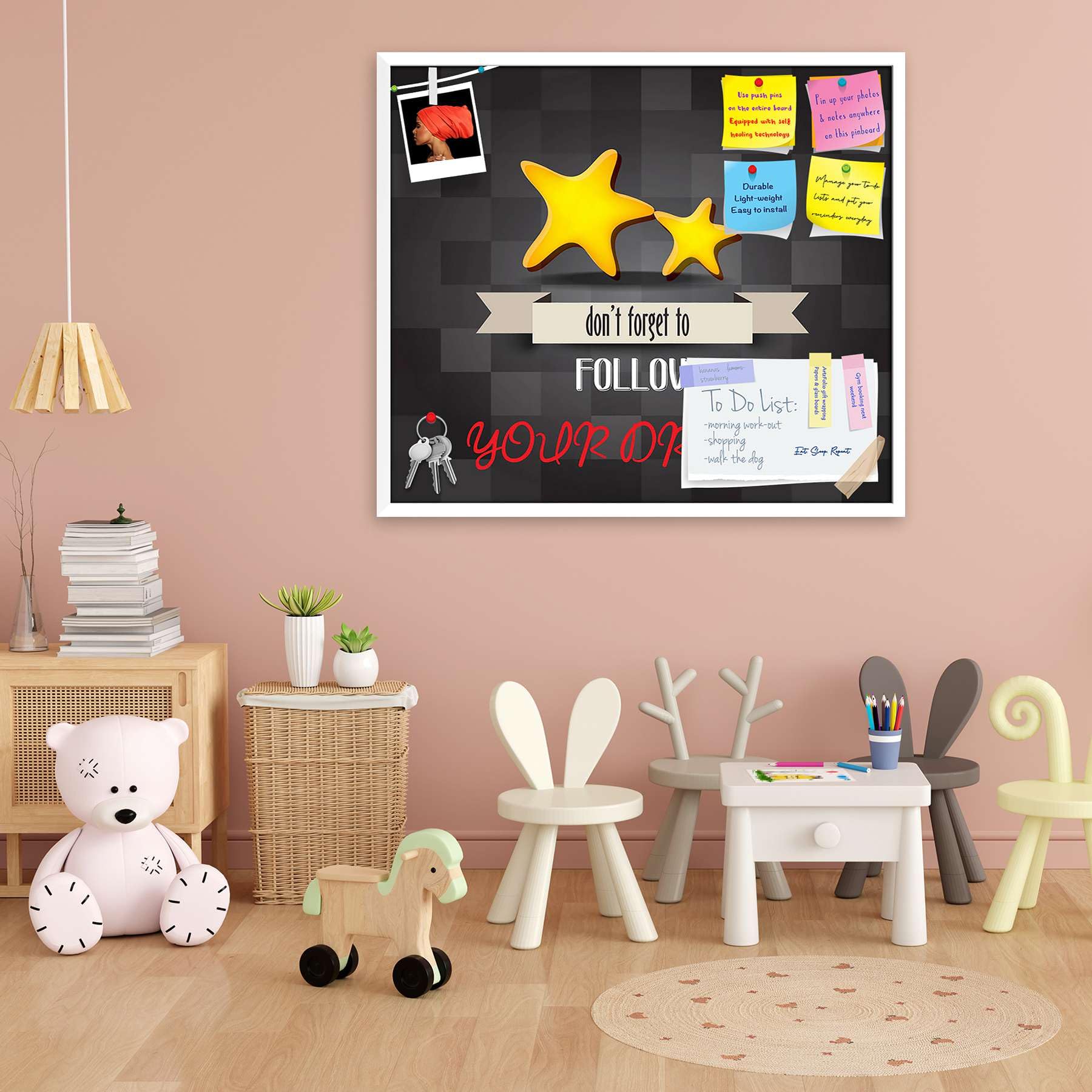 ArtzFolio Don't Forget to Follow Your Dreams | Bulletin Board Notice Pin Board | Vision Soft Board Combo with Thumb Push Pins & Sticky Notes | White Frame | 13.6 x 12 inch (35 x 30 cms)-image-40
