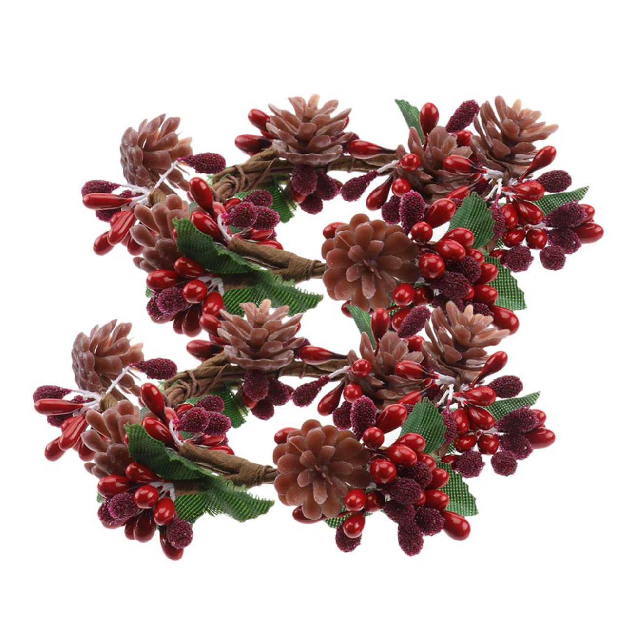 PRETYZOOM 2pcs Candle Artificial Berries Simulation Wreaths for Christmas Table Centerpieces Holiday Decorations for Festive Parties and Home Decor