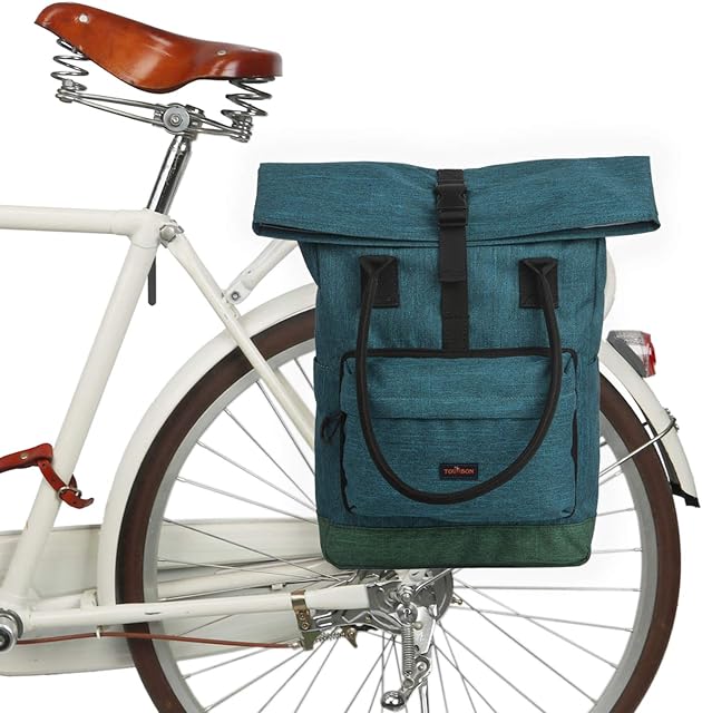 TOURBON Nylon Roll-top Clip-On Market Shopper Bike Panniers Shoulder Tote Bag