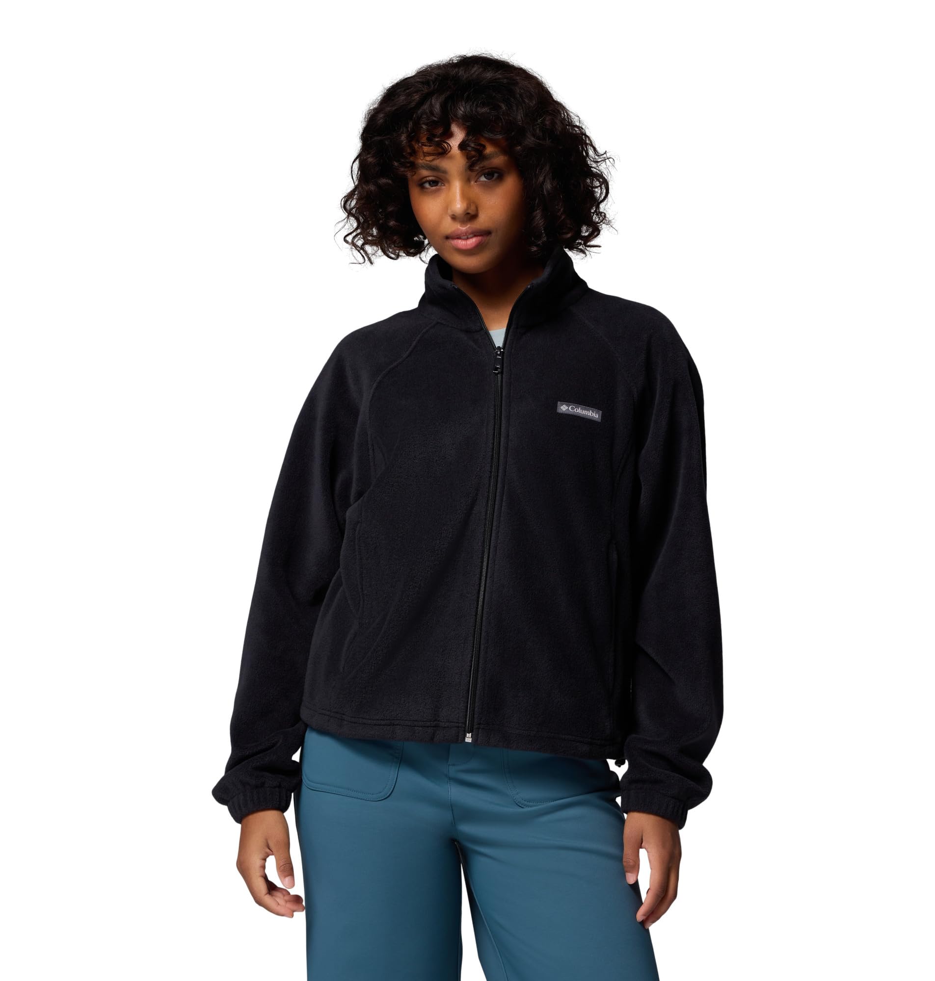 Columbia Women's Benton Springs Relaxed Full Zip, Full Zip Fleece Jacket, Black, Small