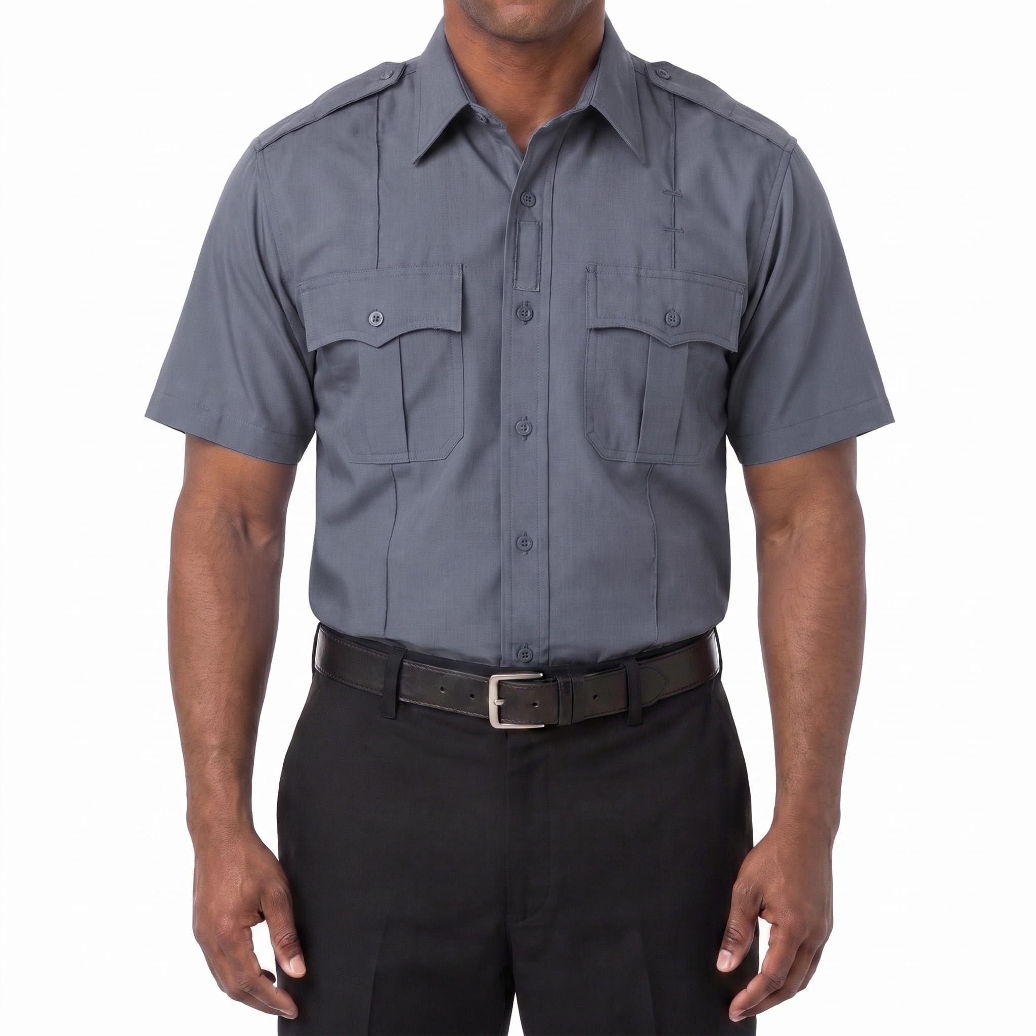 First Class 100% Polyester Short &amp; Long Sleeve Zippered Uniform Shirt 4 Pocket Hidden, Law Enforcement BDU Zipper Closure.