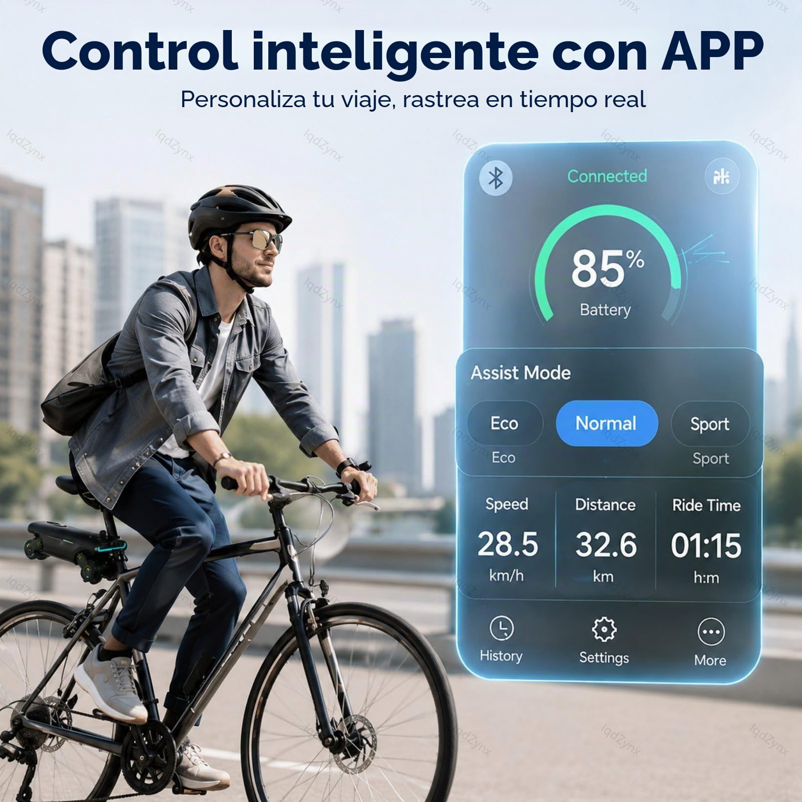 Kit de conversión para Bicicleta eléctrica, potenciador de Bicicleta con Control por aplicación, Motor de 200 W, autonomía de 50 km, Kit de Asistencia al pedaleo para desplazamientos Diarios