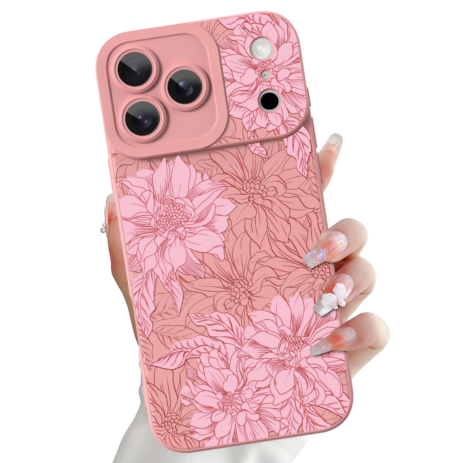 Coque iPhone 17 Pro silicone fleurs roses souple et fine OOK