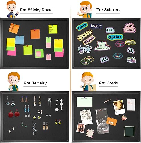 Miniatura 3 de OWLKELA Tablero de corcho de 17 x 23 pulgadas con fieltro, tablero de visión y tablero decorativo para colgar, tablero de anuncios enmarcado negro