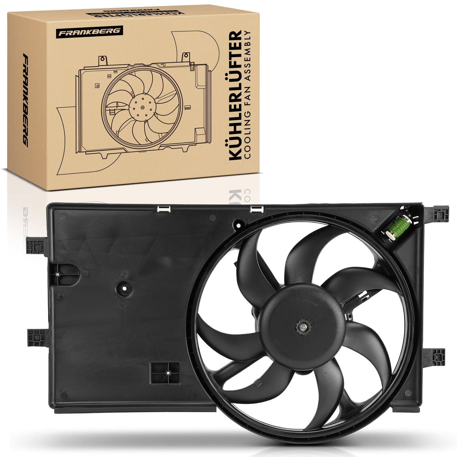 Frankberg Ventola del radiatore ad acqua Compatibile con Bipper Tepee 1.3 HDi 75 Nemo Station Wagon 1.3 HDi 75 Nemo Station Wagon 1.4 HDi Bipper Tepee 1.4 HDi Fiorino MPV 225 JTD MultiJet 1253P5