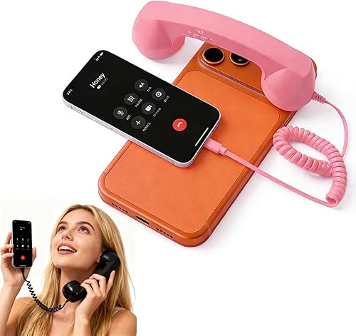 Miniatura 13 de Teléfono retro con cable tipo C para iPhone, 2026 nuevo receptor de mango fijo con control de volumen, teléfono retro de diseño exclusivo para
