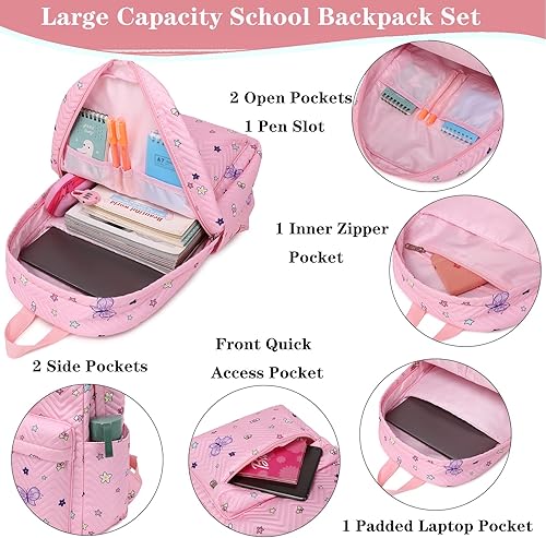 Miniatura 5 de Mochilas escolares para niños y niñas, mochila para escuela primaria, mochilas para niños y niñas, resistentes al agua, Mochila mariposa rosa,