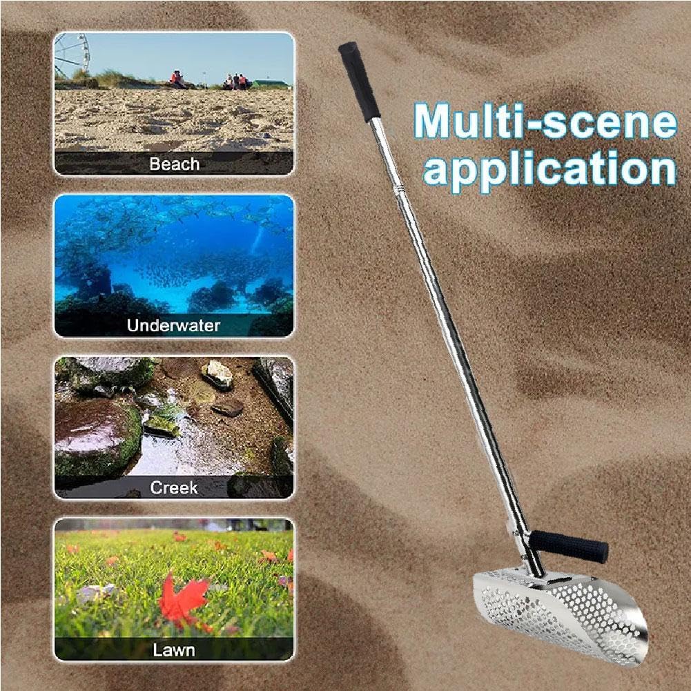 Pelle à sable robuste en acier inoxydable, longue poignée portable pour chasse au trésor sous-marin et plage