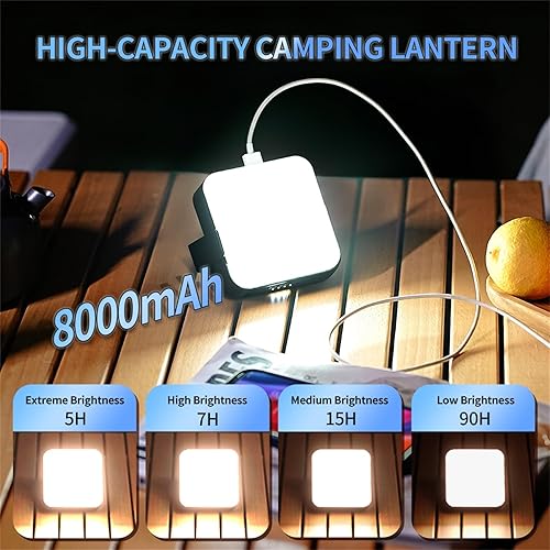 Miniatura 4 de Linterna solar para campamento recargable, 1000 lúmenes, 8000 mAh, luz portátil para tienda, IP65, impermeable, linterna LED para exteriores, para