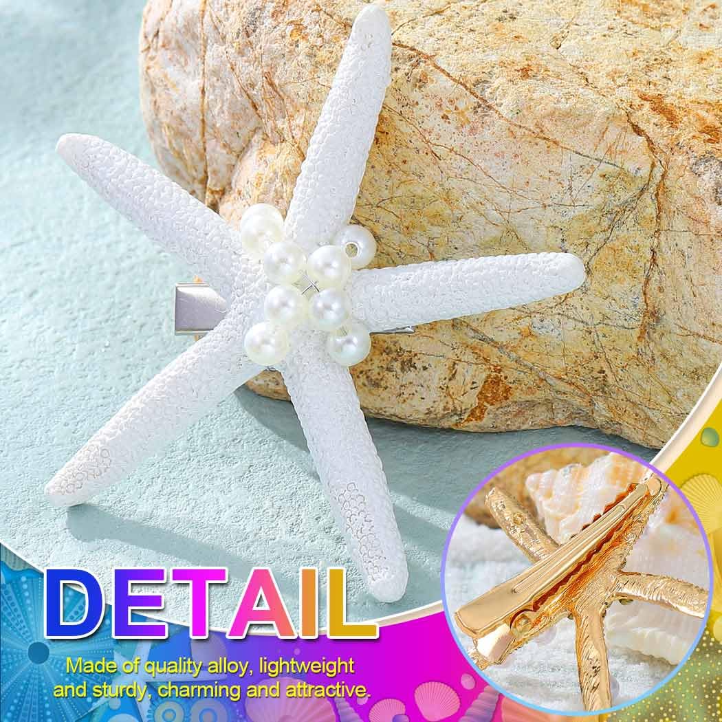 CAKURE Starfish Hair Clip Pearl Mermaid Hair Clips Seashell Hair Accessories for Women and Girls (Pack of 3) - Image 4