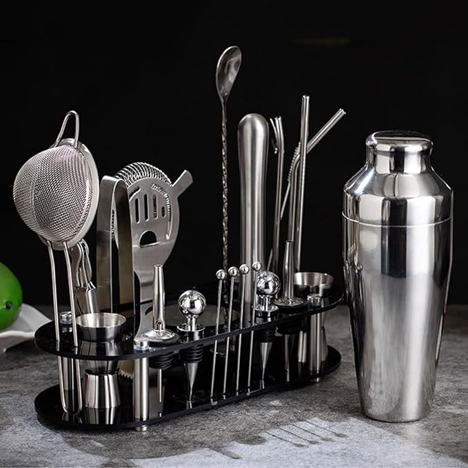 Set de Coctelera de Acero Inoxidable 23 Piezas con Soporte Acrílico miniatura 5