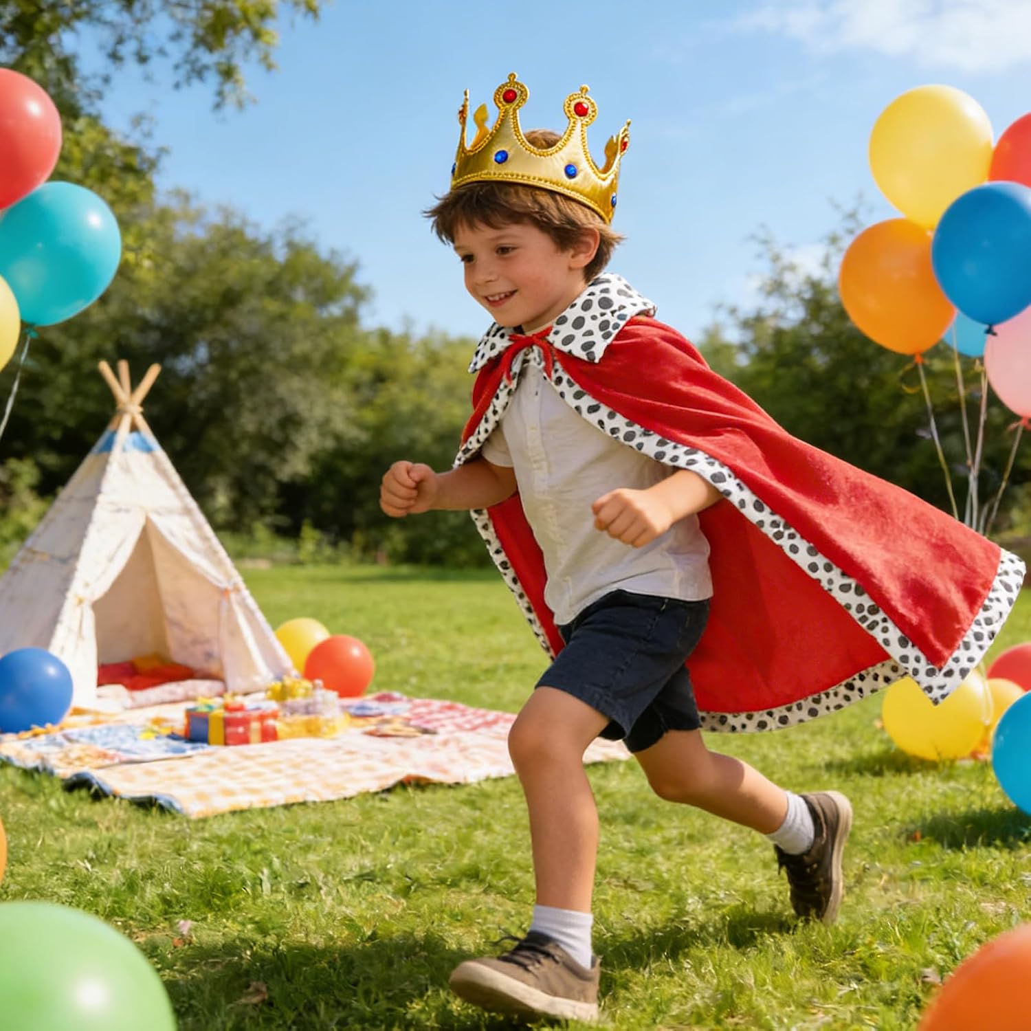 Simple polymer King Robe Halloween Costume Medieval Prince King Costume Cape(Cape&Crown)