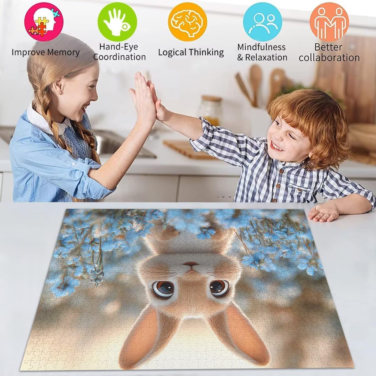 Puzzle Erwachsene 2000 Teile Kaninchen Blume Educa Jigsaw für Kinder ab 8 Jahren Mädchen Jungen, Erwachsene Impossible Klassische Puzzles Schwer, Anspruchsvoll Spielspaß, Als Geschenke 70x99cm t-954