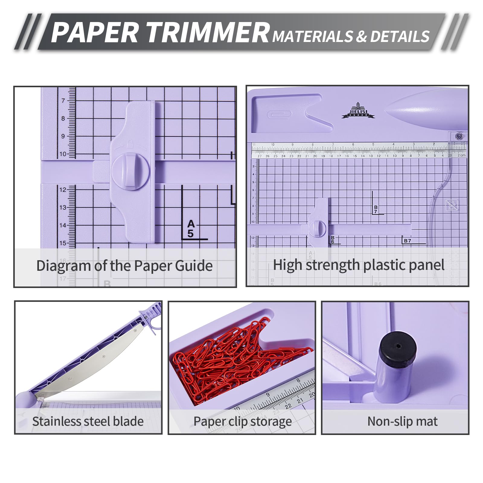 A4 Schneidemaschine, Hebelschneider, Papierschneider bis DIN A4, Schnittlänge300 mm (Bis 80g A4, 30 Blatt Schneidleistung lila)